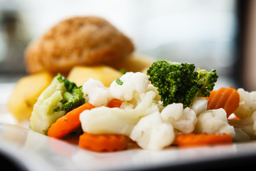 Chicken Kiev with vegetables