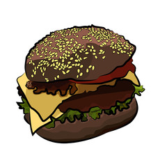 Big colorful burger, vector illustration on white background
