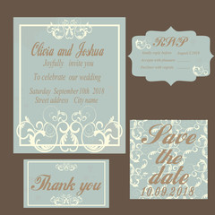 Vintage Wedding Invitation template.