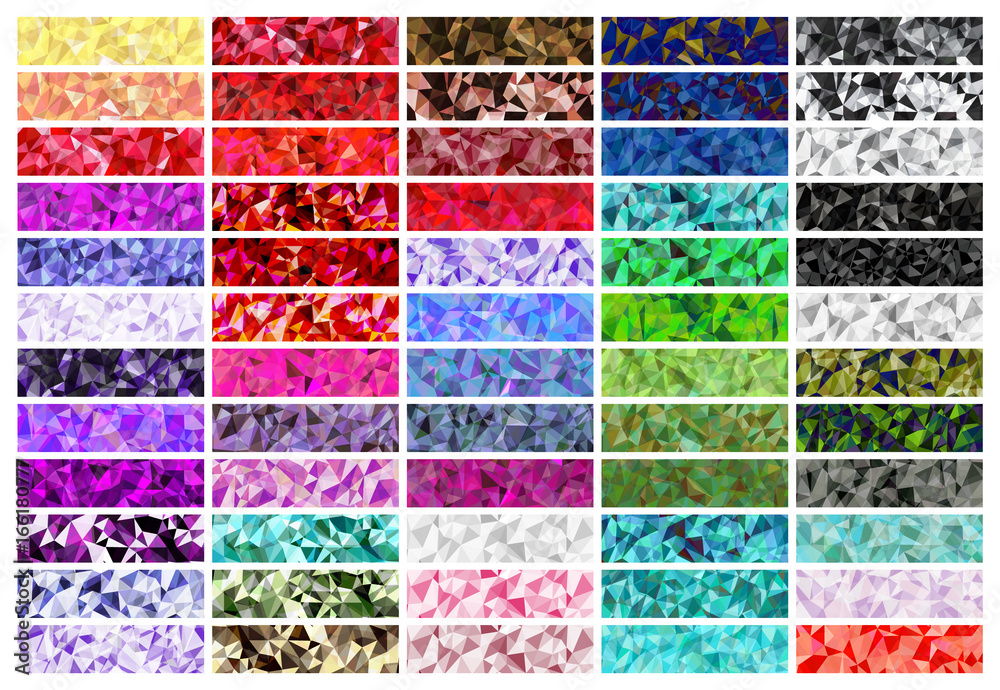 Wall mural a set design of abstract modern vector bright horizontal web banner colorful with shiny polygonal ba