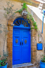 beautiful ancient doors in old quarter of the city of Essueyr, Morocco