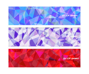 Obraz premium A set design of abstract modern vector bright horizontal web banner colorful with shiny polygonal background illustration