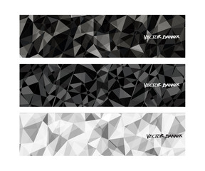 A set design of abstract modern vector bright horizontal web banner colorful with shiny polygonal background illustration