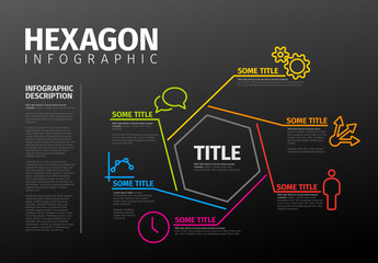 Vector Infographic thin line hexagon template