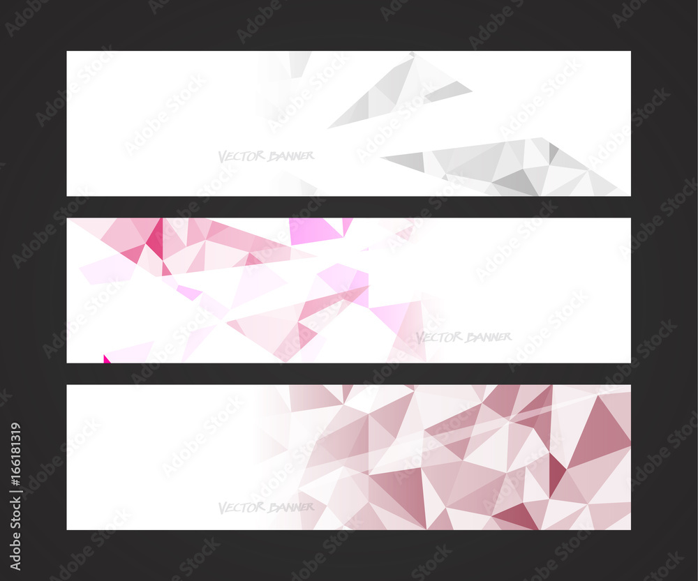 Wall mural a set design of abstract modern vector bright horizontal web banner colorful with shiny polygonal ba