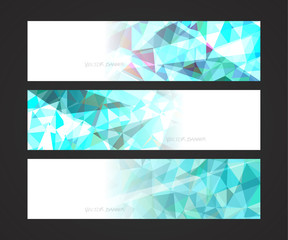 A set design of abstract modern vector bright horizontal web banner colorful with shiny polygonal background illustration