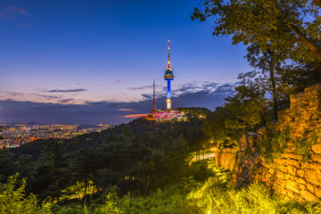 Sunset at Namsan Tower in Seoul,South Korea.