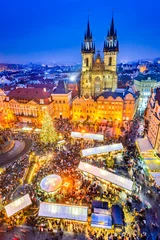 Schilderijen op glas Praag, Tsjechië - Kerstmarkt © ecstk22
