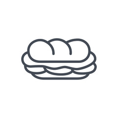 Fast food sandwich sub line icon