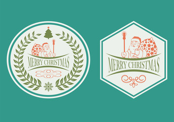 Christmas design with a silhouette of Santa Claus set