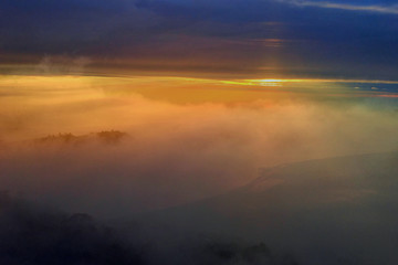 Morning mist is a natural phenomenon. When hot air hits cold air.