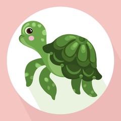 turtle background Vector cute cartoon character