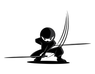 Ninja Samurai Warrior Fighter Character Cartoon Martial Art Weapon Swords © vectalex