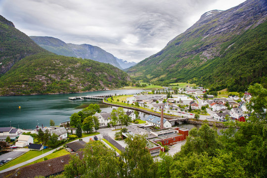 Hellesylt village near Geiranger fjord, Norway