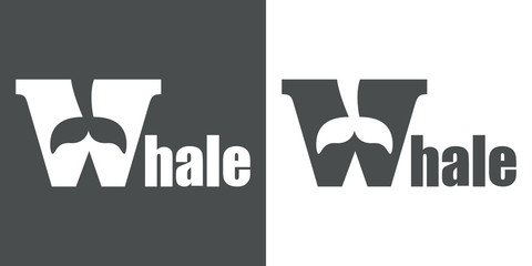 Icono plano Whale con cola ballena gris y blanco