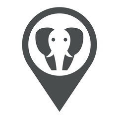 Icono plano localizacion elefante gris