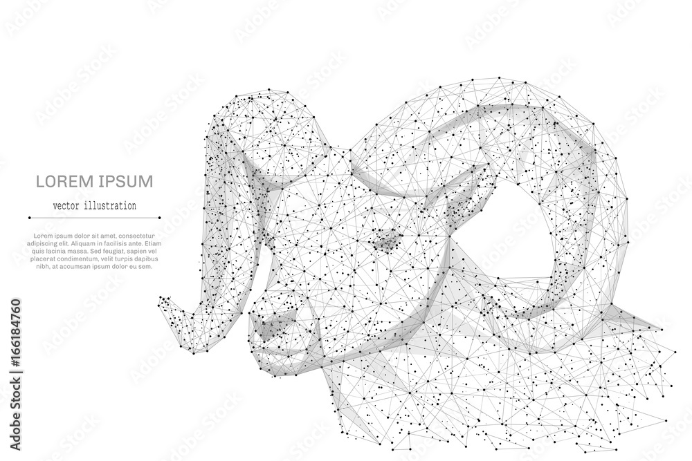 Poster abstract mash line and point ram on white background with an inscription. starry sky or space, consi