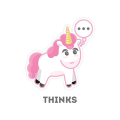 Isolated thinking unicorn.