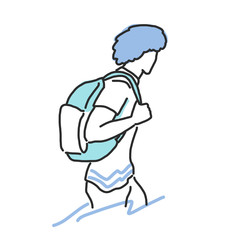 Traveler and Backpacker. hand drawn. line drawing. vector illustration. Tourist