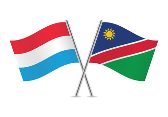 Luxembourg and Nambia flags.Vector illustration.