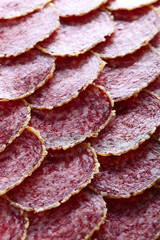 Salami sausage slices