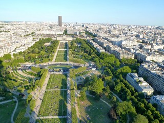 View over Paris, Parc du Champ de Mars, seen from Eiffel Tower - 166190177