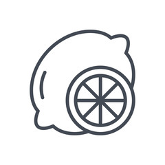 Fruits food Lemon slice line icon