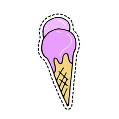 Pop art fashion chic patch, pin, badge and sticker - ice cream. Cute hand drawn vector illustration. Doodle style. Object isolated.