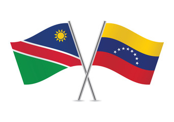 Nambia and Venezuela flags.Vector illustration.