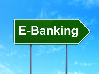 Business concept: E-Banking on road sign background