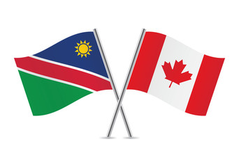 Nambia and Canada flags.Vector illustration.