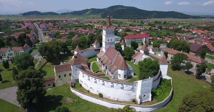 Harman Saxon Fortified Church in Transylvania. Aerial video with a 4K drone