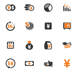 Currency exchange icons set