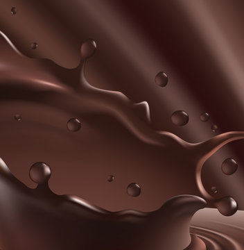 Splashes of chocolate from a fallen object