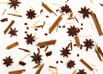 The star anise spice and cinnamon stick pattern decorative.