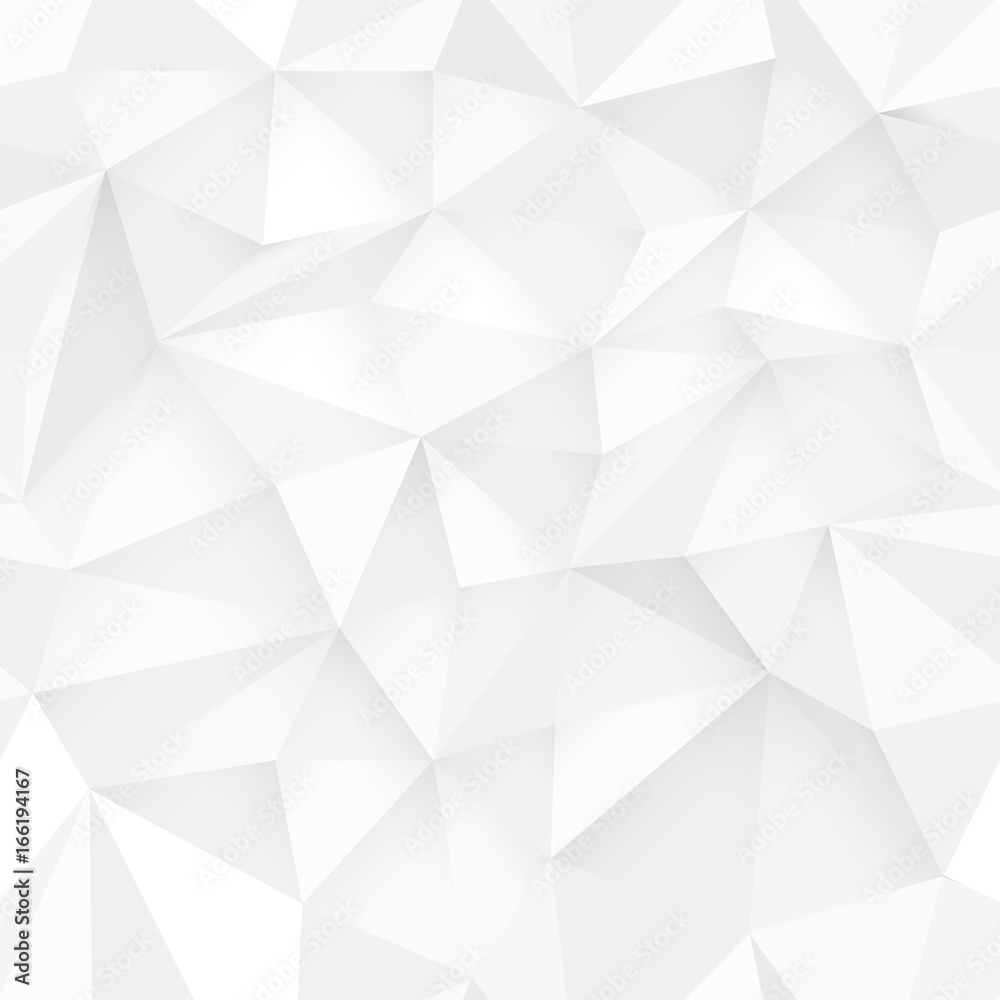 Aufkleber White 3D triangle pattern, seamless vector. White design texture. White Low Poly Pattern Background