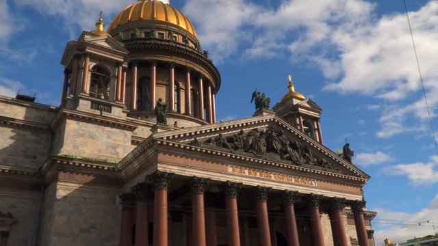 St. Isaac's Cathedral against the sky with clouds. Saint-Petersburg, Russia