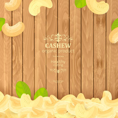 Fototapeta premium banner with Cashews on wooden background your design