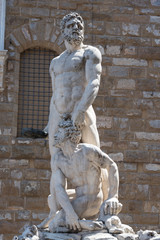 Fototapeta na wymiar Ercole e Caco, scultura di Baccio Bandinelli, Piazzadella Signoria