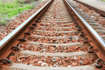 railway track old transportation train station  : Select focus with shallow depth of field :
