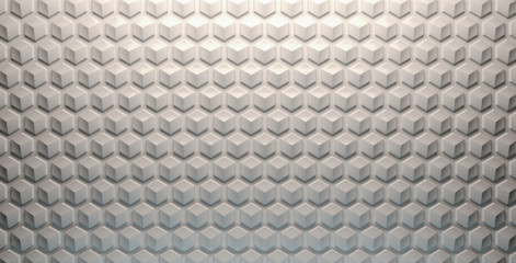 Hexagonal pattern, white repeating background, top and bottom lighting.