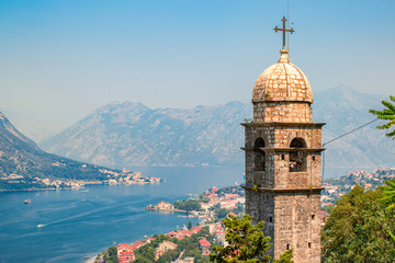 Church at the hillside above the bay of Kotor in Montenegro.