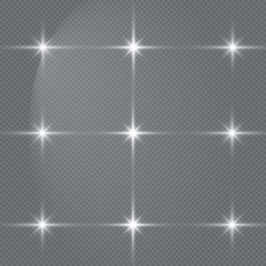 Obraz premium Glowing lights effect, flare, explosion and stars. Special effect isolated on transparent background.