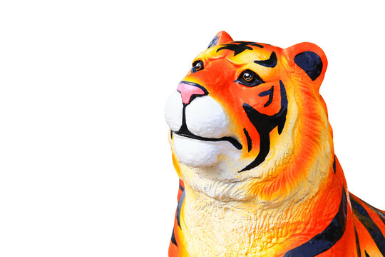 tiger statue beautiful isolated on white background  and clipping path