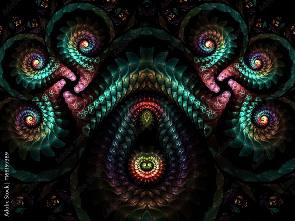 Fototapete abstract multicolored fractal pattern. computer generated graphics.
