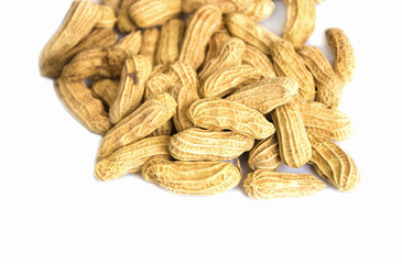 peanut group. nuts close up on white background