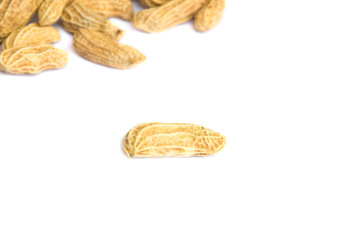peanut group. nuts close up on white background