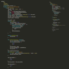 Obraz premium Program Code Listing, Abstract Programming Background. Vector