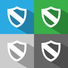 Protection shield icon with shade on colored backgrounds