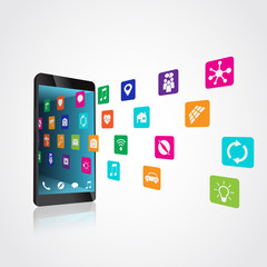 The application downloaded and installed or are uninstalled, deleted on the smartphone, vector illustration is ordered by layers